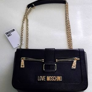 Moschino black leather shoulder bag